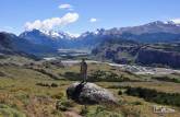 A fantástica paisagem do Parque Nacional Los Glaciares, durante a trilha da Loma del Pliegue Tumbado, perto de El Chaltén, na patagônia argentina